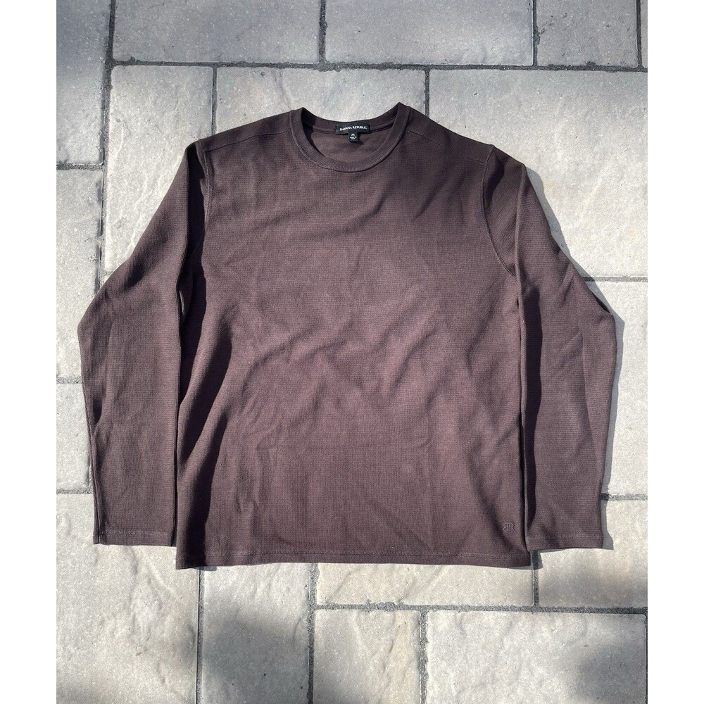 Banana Republic Men's Brown Waffle Knit Crewneck Long Sleeve Sweater M